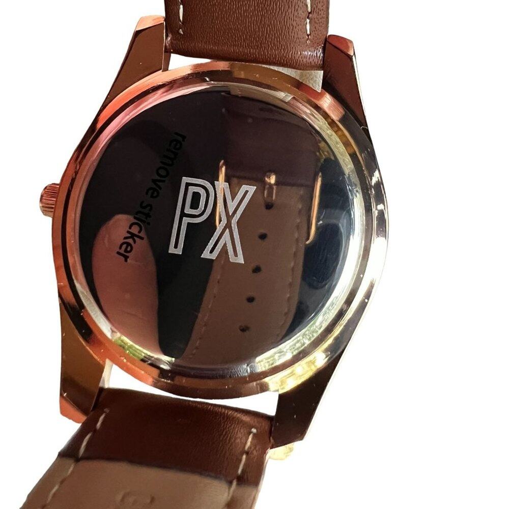 PX Perforated Leather Gold Tone Watch - Picture 5 of 8